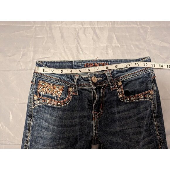 Grace in LA Women's Embroidered Bootcut Jeans Size 26 Back Pocket Designed - Picture 9 of 14